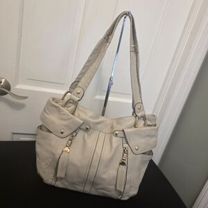 B. Makowsky Bone In Color Fully Lined Leather Hobo Style Bag, Casual